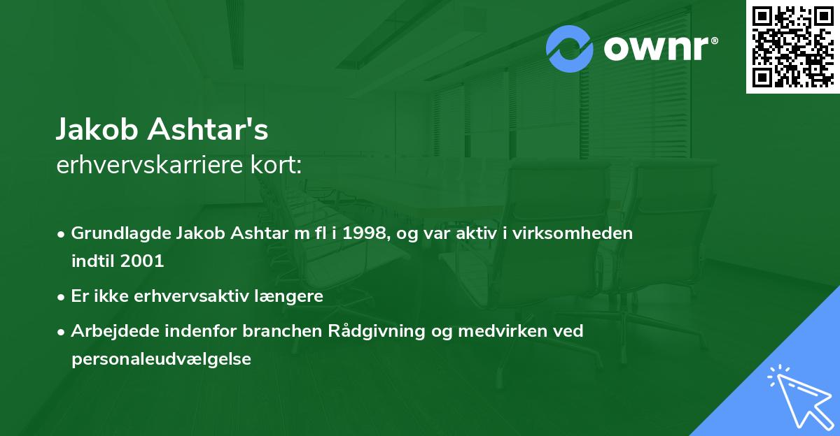 Jakob Ashtar's erhvervskarriere kort