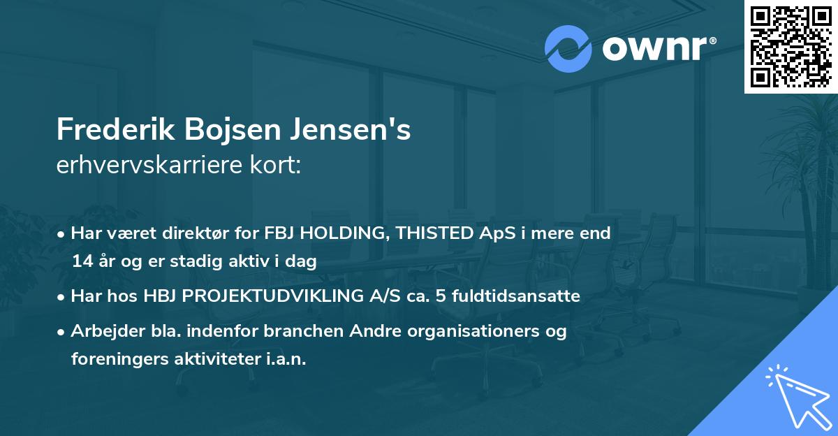 Frederik Bojsen Jensen's erhvervskarriere kort