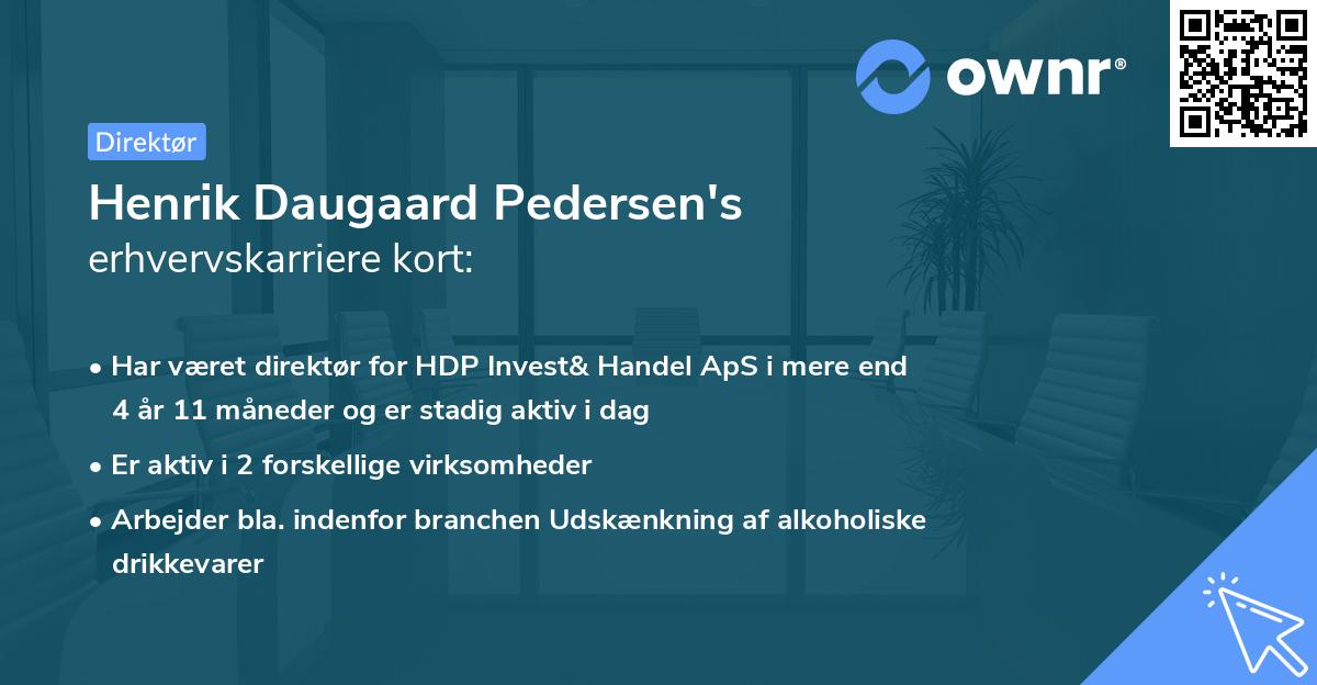 Henrik Daugaard Pedersen's erhvervskarriere kort