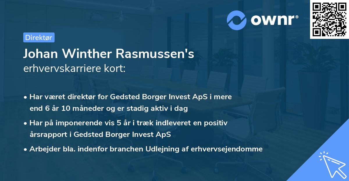 Johan Winther Rasmussen's erhvervskarriere kort