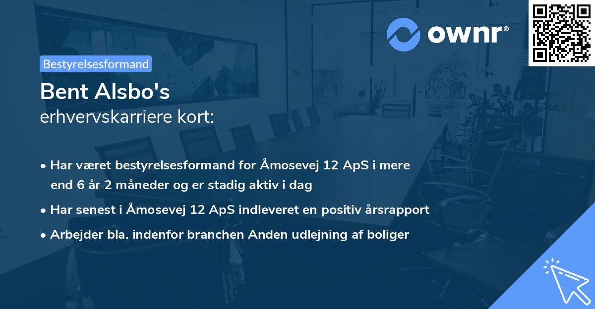 Bent Alsbo's erhvervskarriere kort