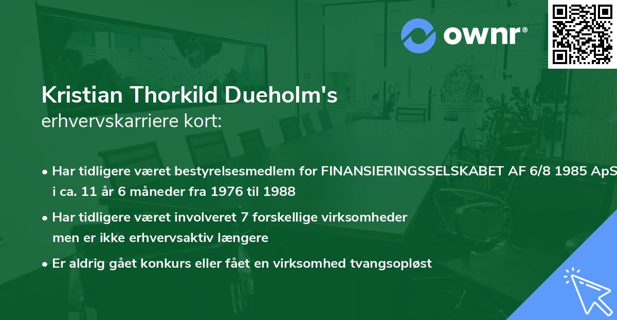 Kristian Thorkild Dueholm's erhvervskarriere kort