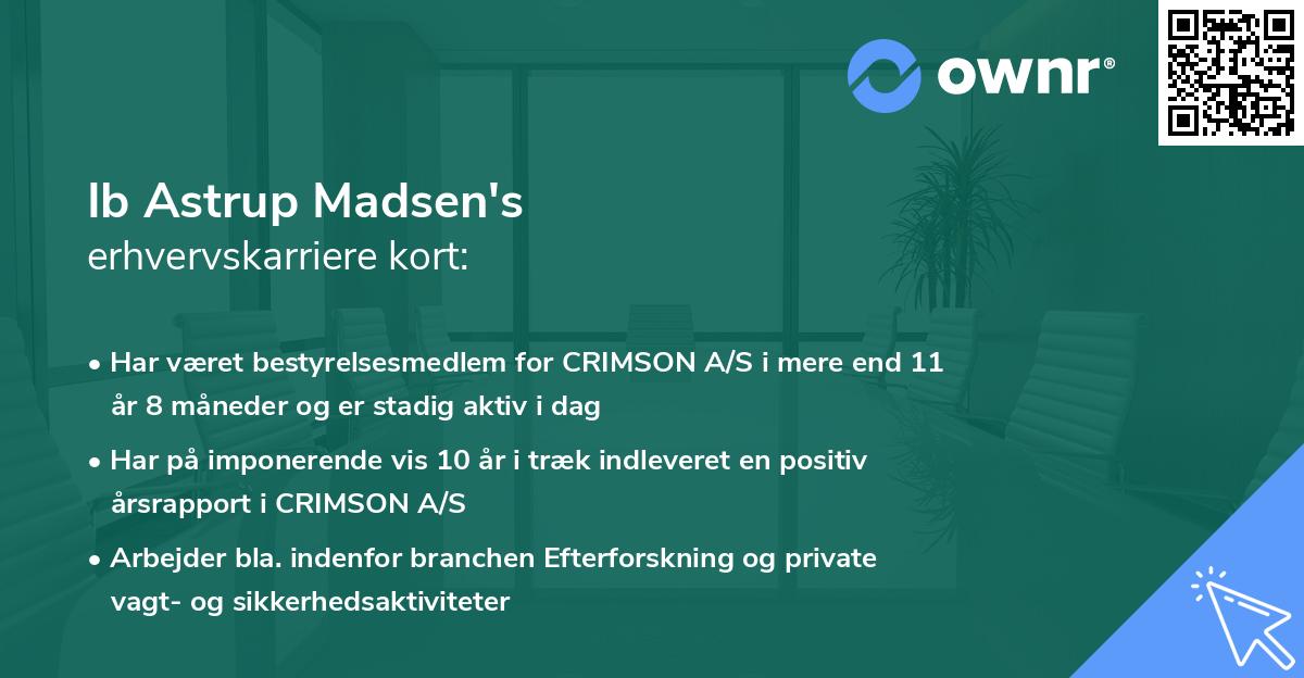 Ib Astrup Madsen's erhvervskarriere kort