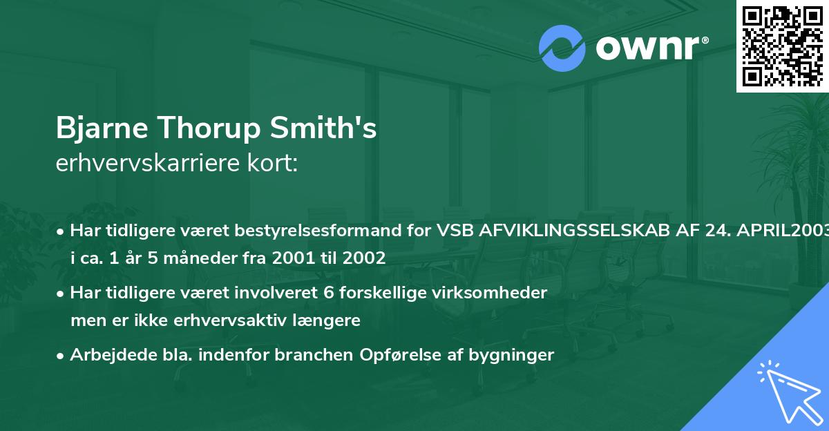 Bjarne Thorup Smith's erhvervskarriere kort