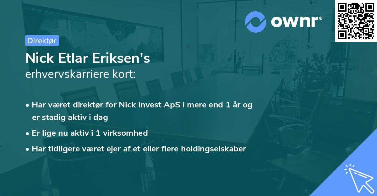 Nick Etlar Eriksen's erhvervskarriere kort