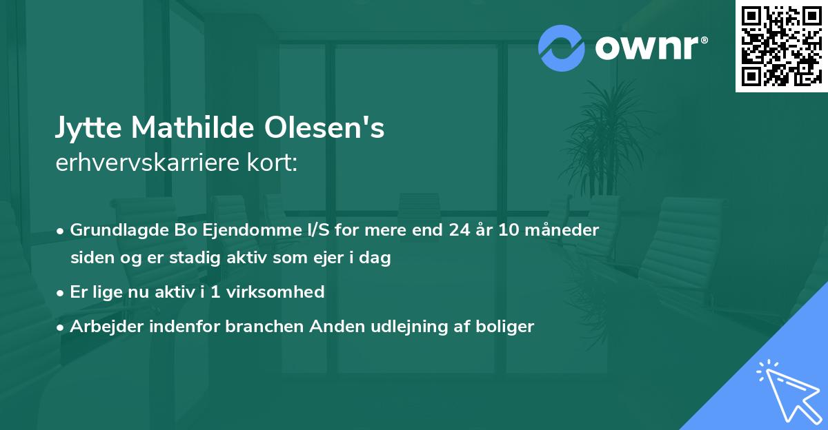 Jytte Mathilde Olesen's erhvervskarriere kort