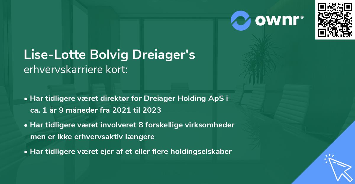 Lise-Lotte Bolvig Dreiager's erhvervskarriere kort