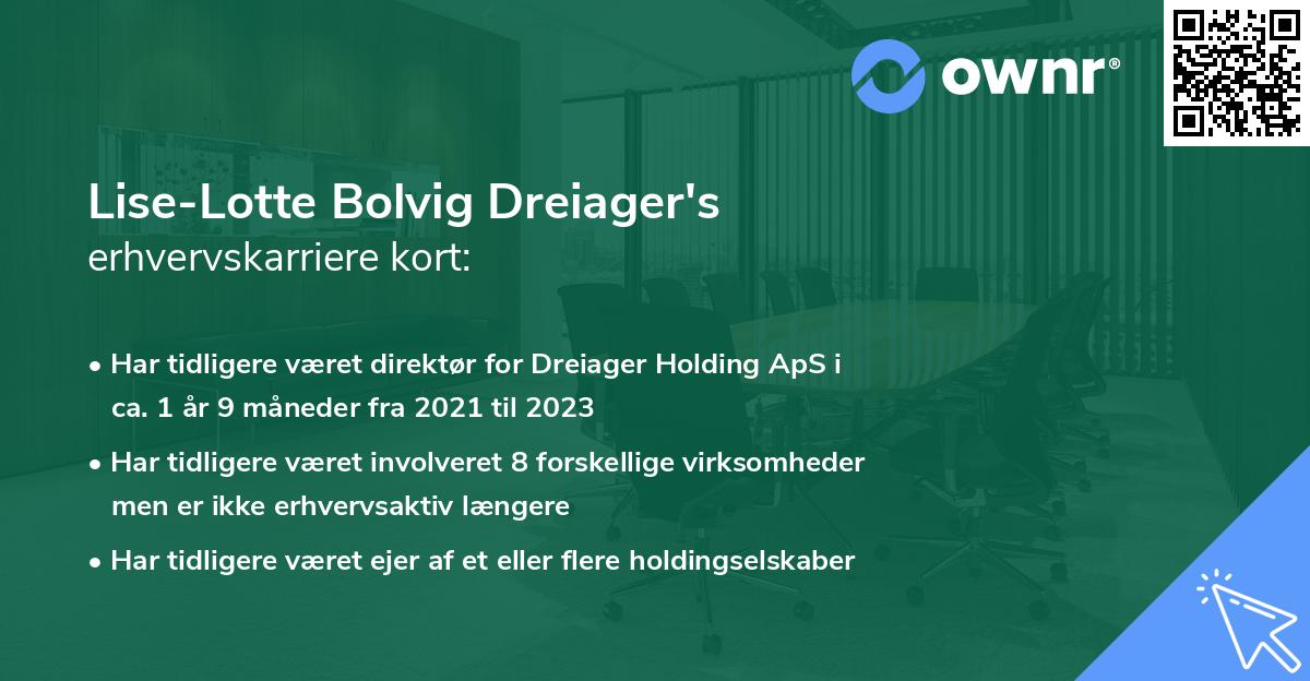 Lise-Lotte Bolvig Dreiager's erhvervskarriere kort