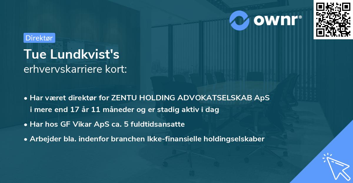 Tue Lundkvist's erhvervskarriere kort