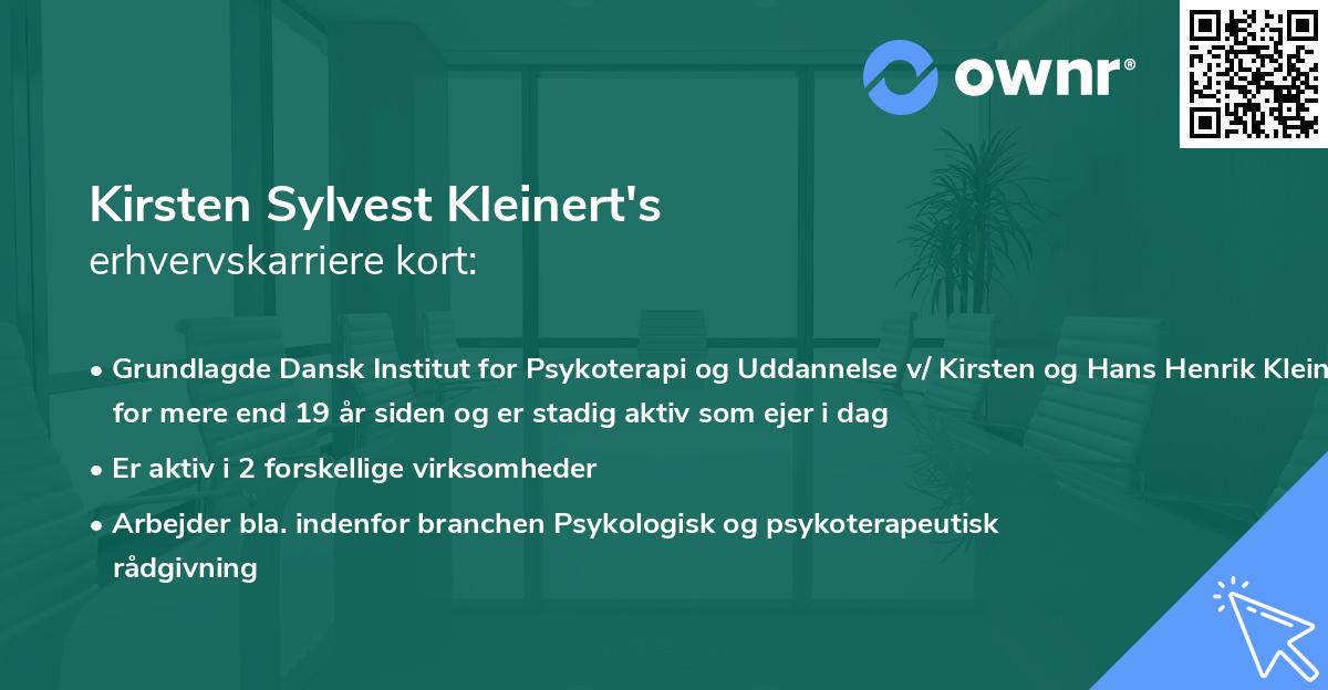 Kirsten Sylvest Kleinert's erhvervskarriere kort