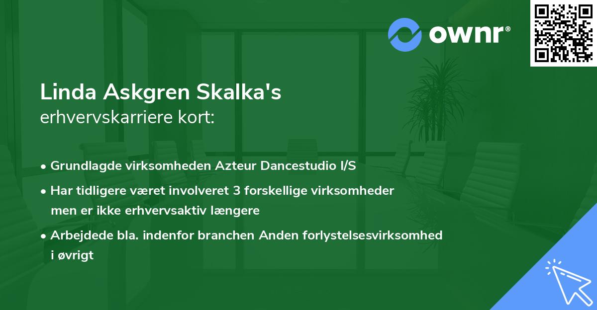 Linda Askgren Skalka's erhvervskarriere kort