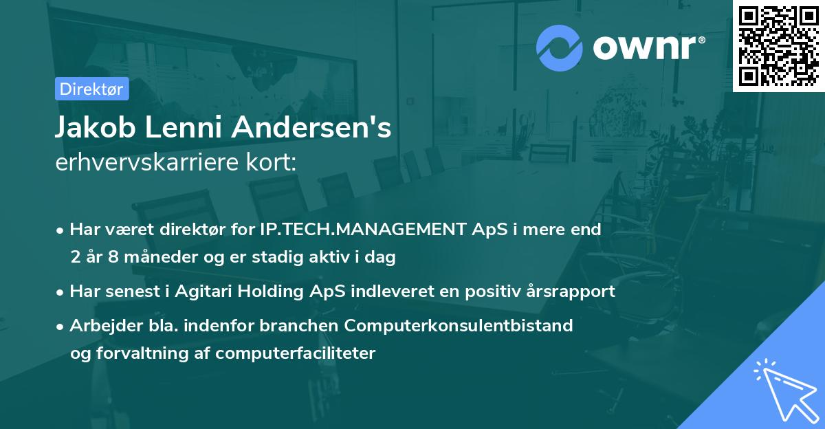 Jakob Lenni Andersen's erhvervskarriere kort