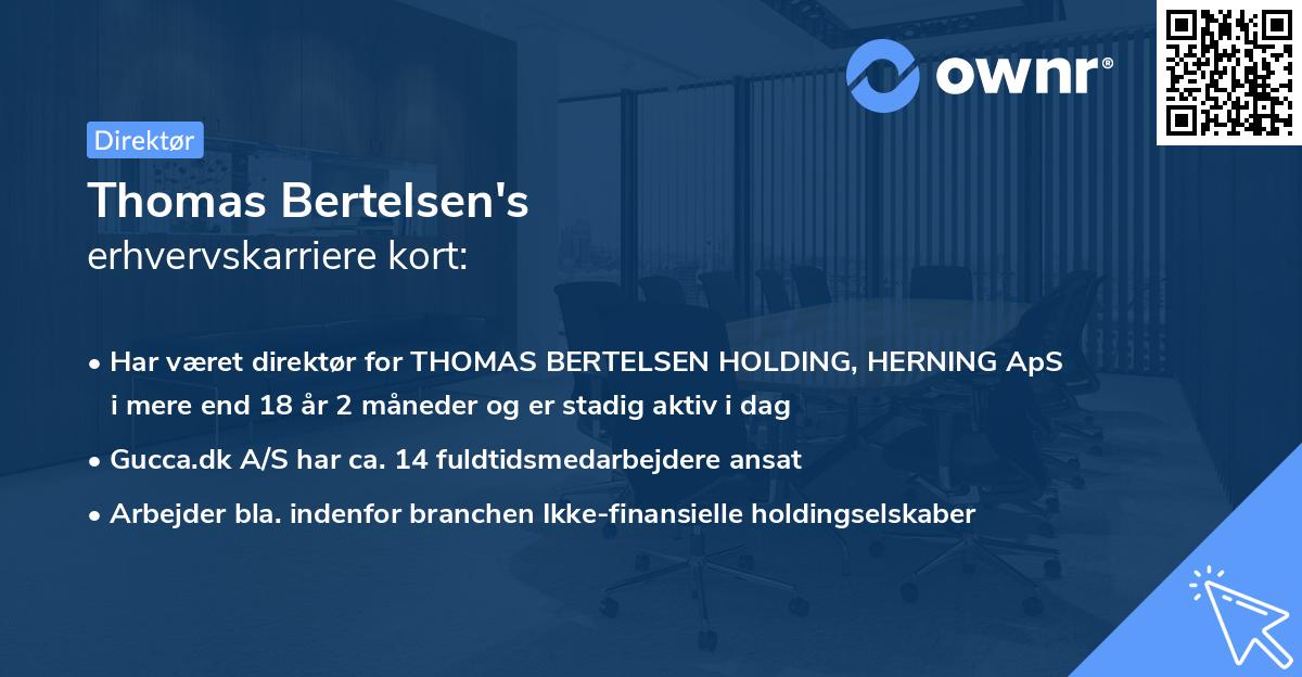 Thomas Bertelsen's erhvervskarriere kort