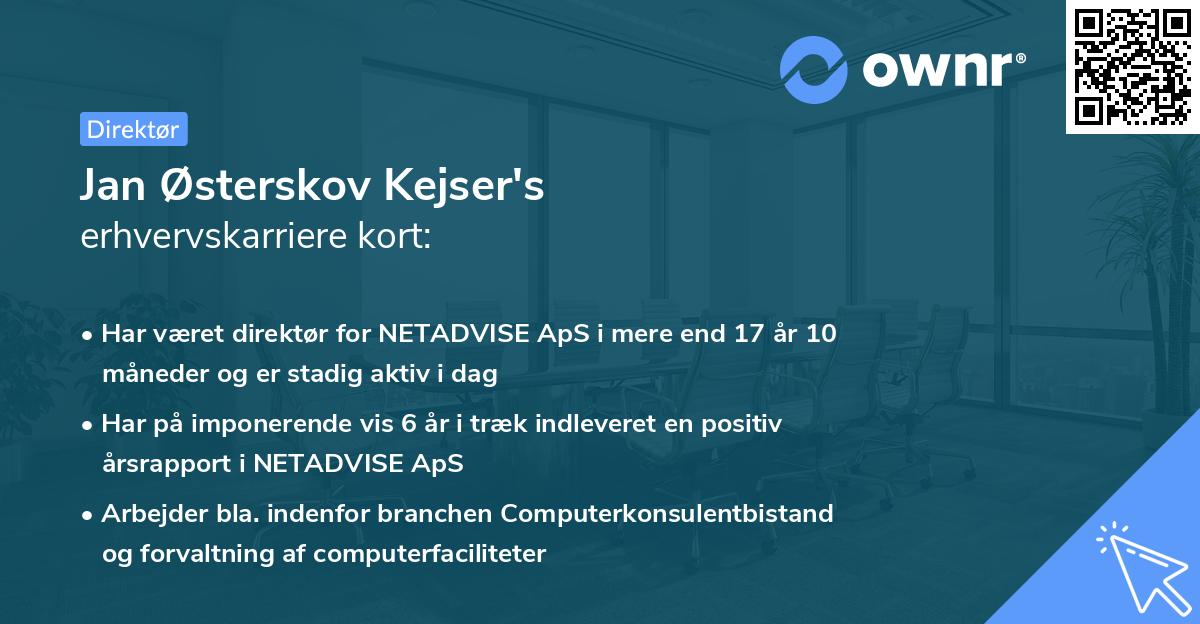 Jan Østerskov Kejser's erhvervskarriere kort