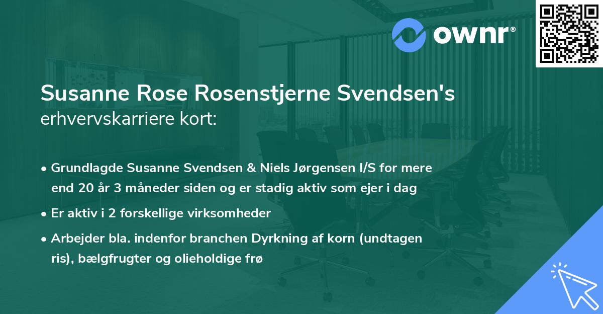 Susanne Rose Rosenstjerne Svendsen's erhvervskarriere kort