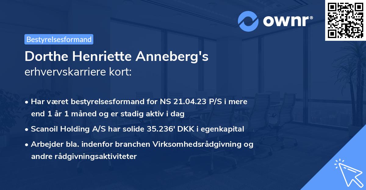 Dorthe Henriette Anneberg's erhvervskarriere kort