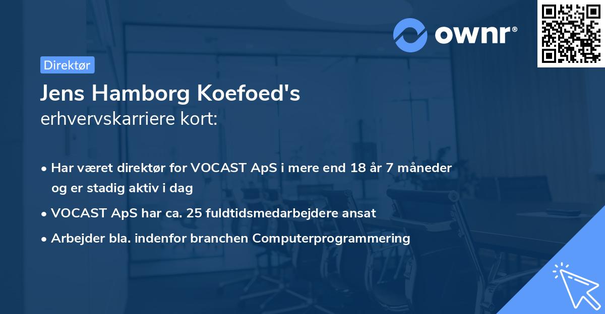 Jens Hamborg Koefoed's erhvervskarriere kort