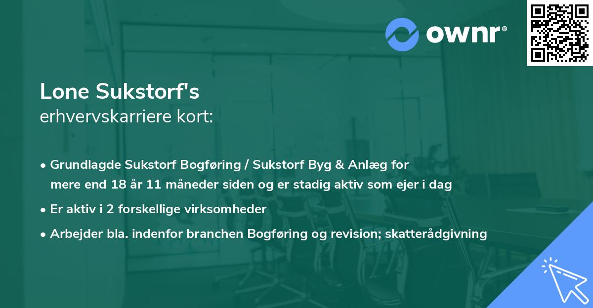 Lone Sukstorf's erhvervskarriere kort