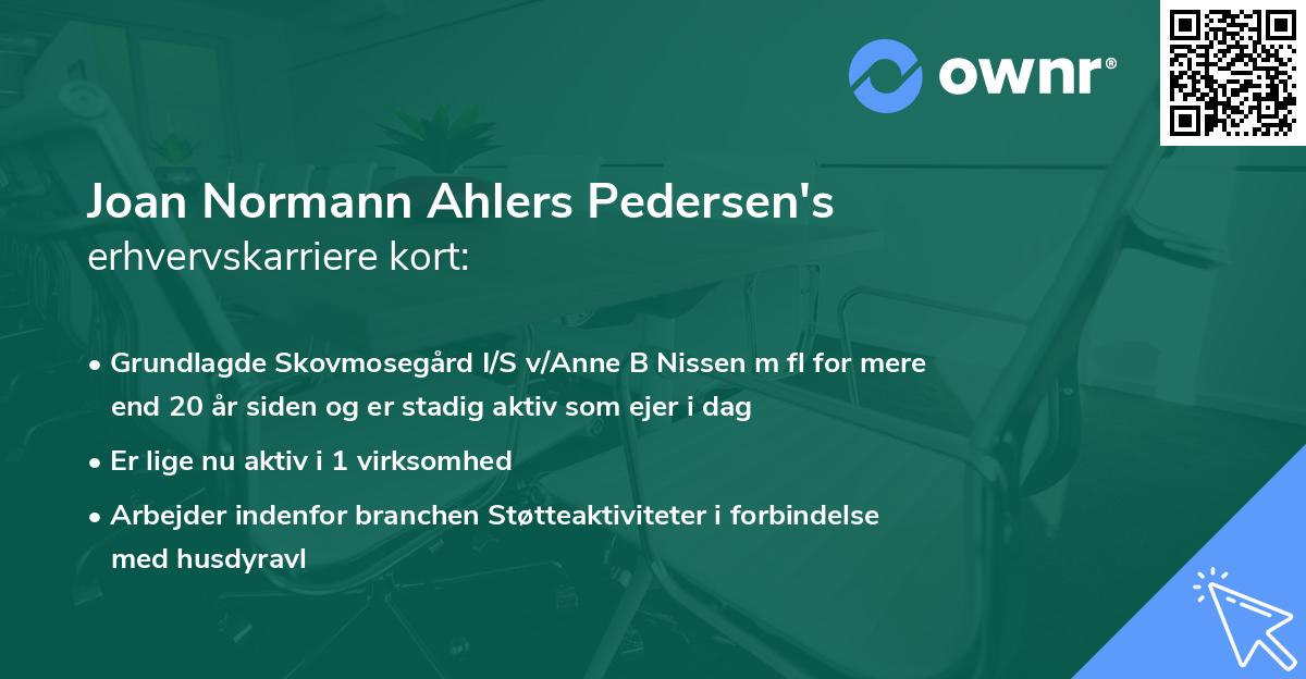 Joan Normann Ahlers Pedersen's erhvervskarriere kort