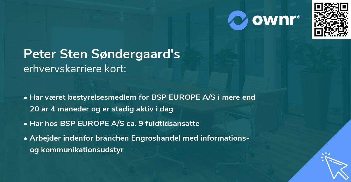 Peter Sten Søndergaard's erhvervskarriere kort