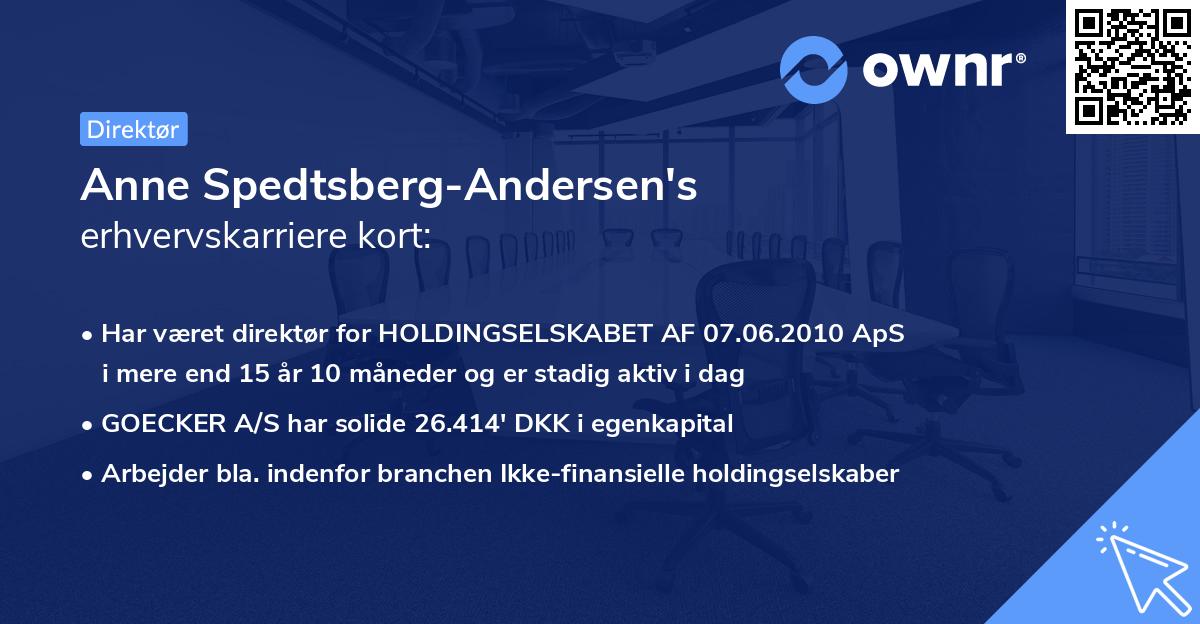 Anne Spedtsberg-Andersen's erhvervskarriere kort