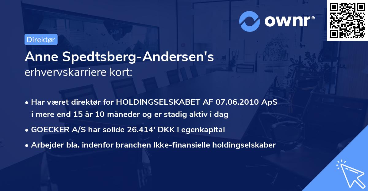 Anne Spedtsberg-Andersen's erhvervskarriere kort