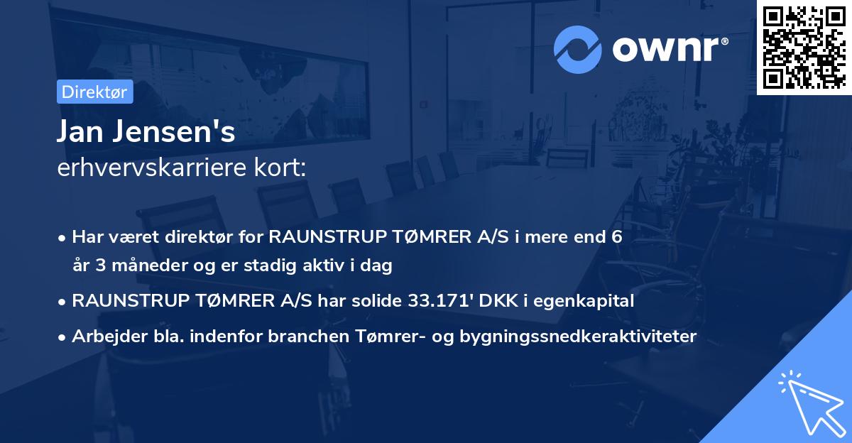 Jan Jensen's erhvervskarriere kort