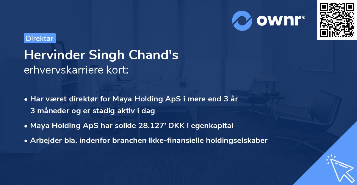 Hervinder Singh Chand's erhvervskarriere kort
