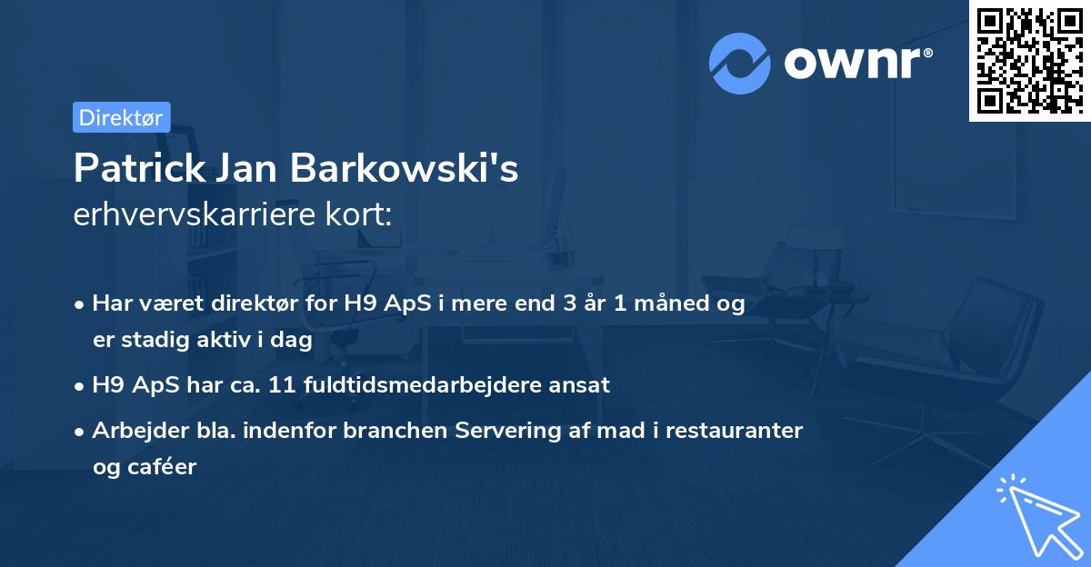 Patrick Jan Barkowski's erhvervskarriere kort