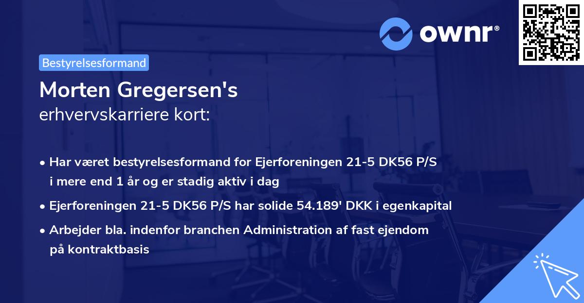 Morten Gregersen's erhvervskarriere kort