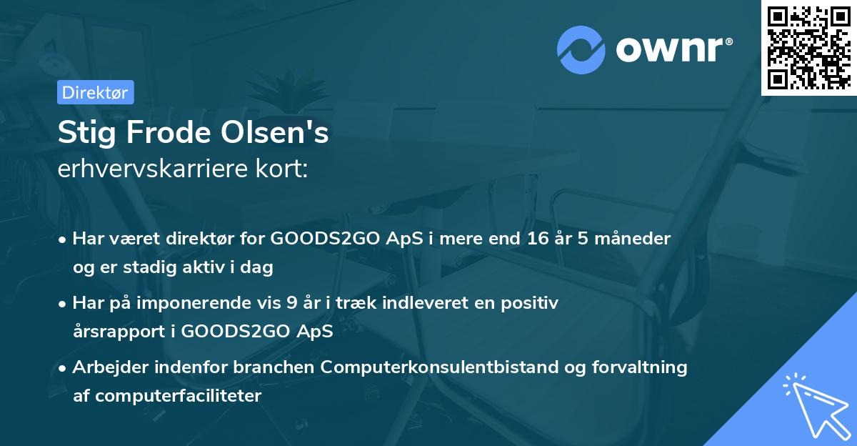 Stig Frode Olsen's erhvervskarriere kort