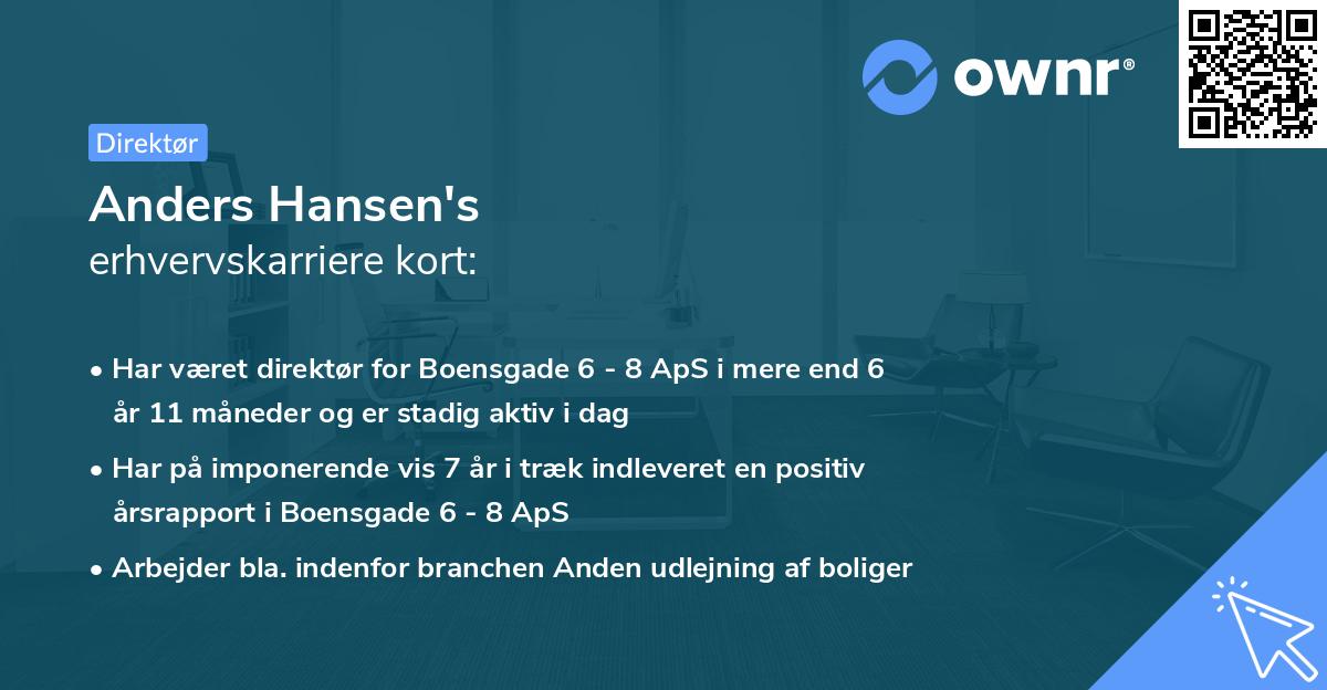 Anders Hansen's erhvervskarriere kort