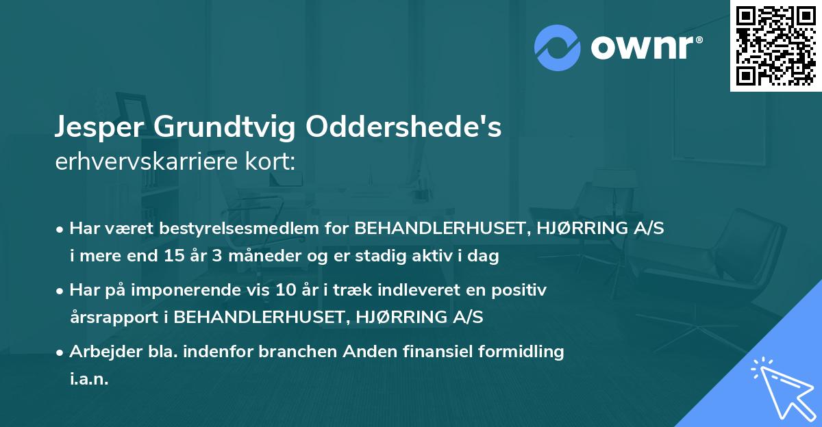 Jesper Grundtvig Oddershede's erhvervskarriere kort