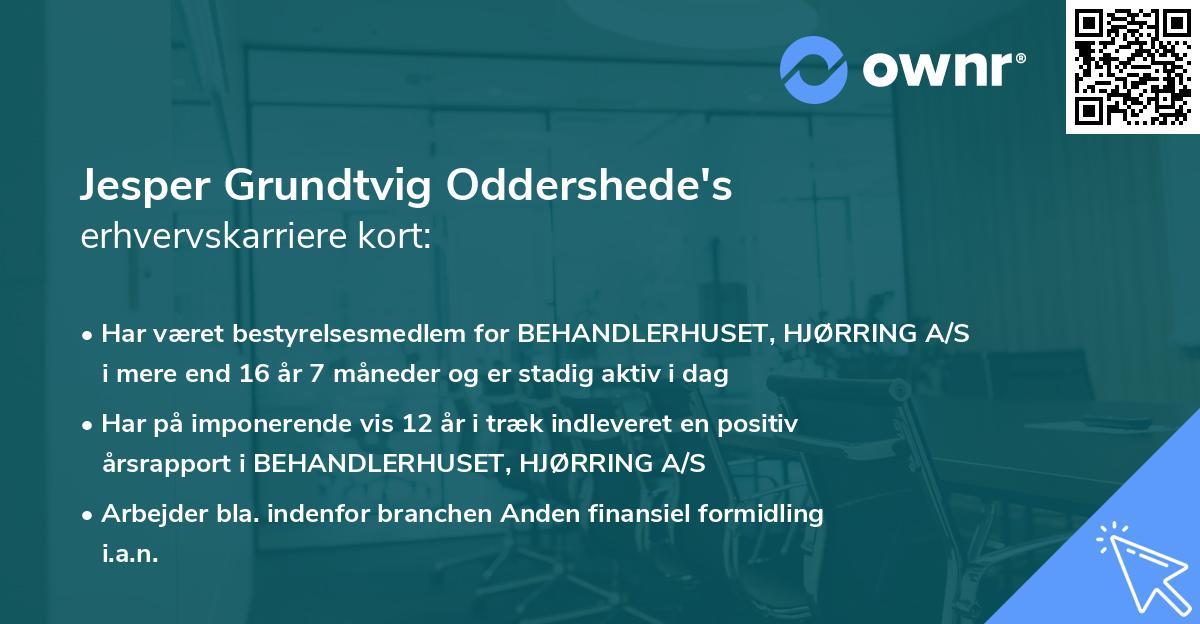 Jesper Grundtvig Oddershede's erhvervskarriere kort