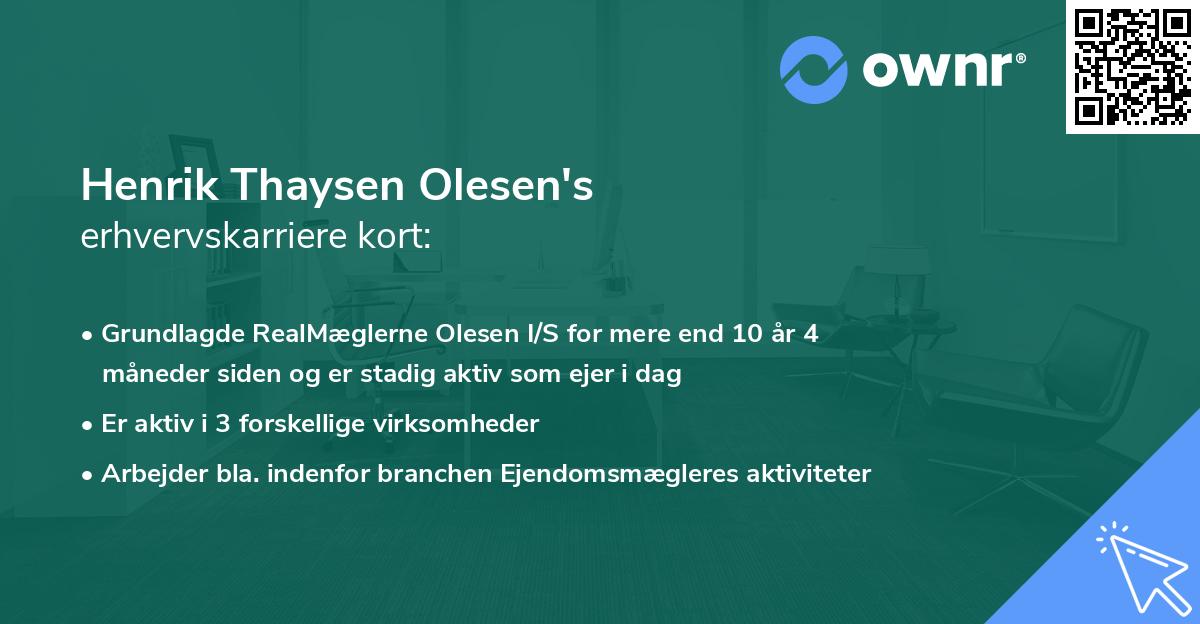 Henrik Thaysen Olesen's erhvervskarriere kort