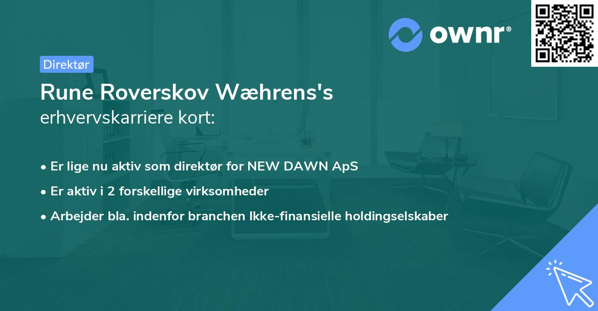Rune Roverskov Wæhrens's erhvervskarriere kort