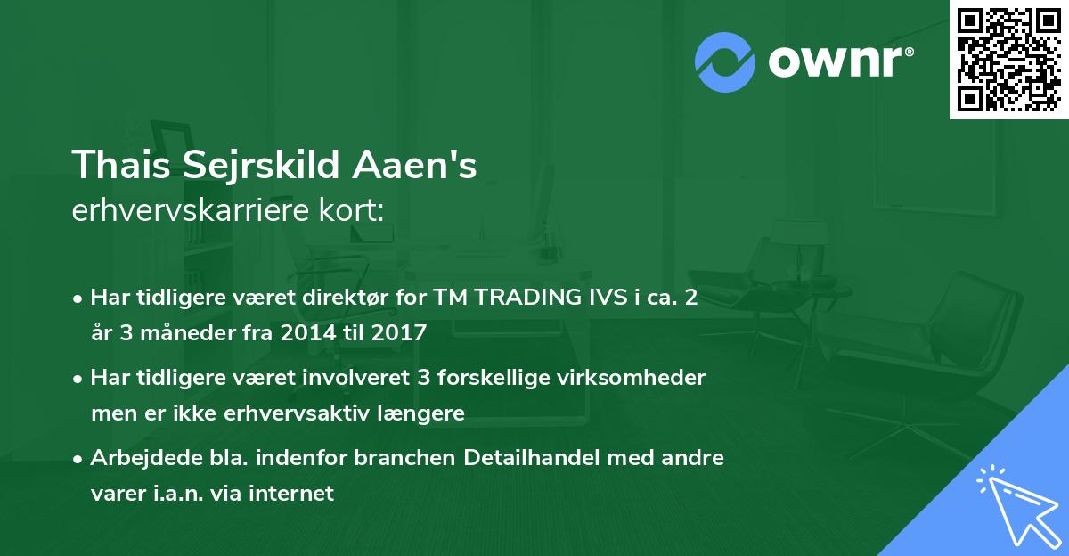 Thais Sejrskild Aaen's erhvervskarriere kort