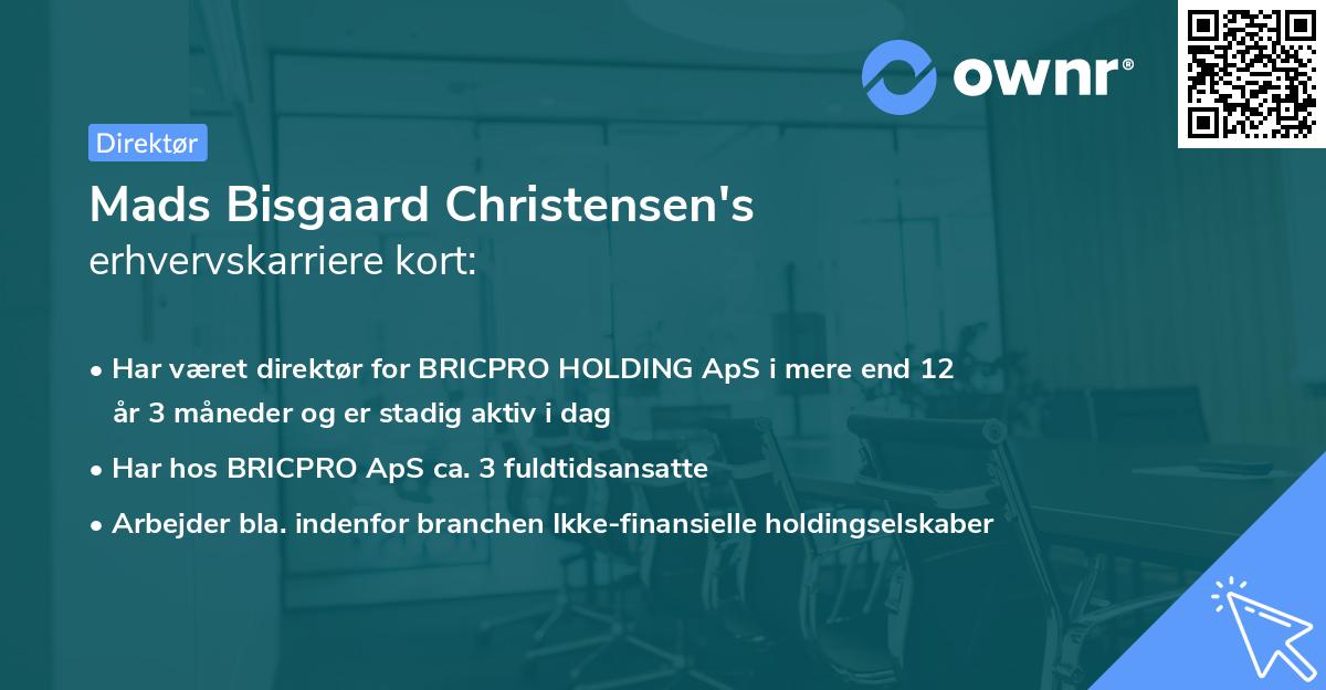 Mads Bisgaard Christensen's erhvervskarriere kort