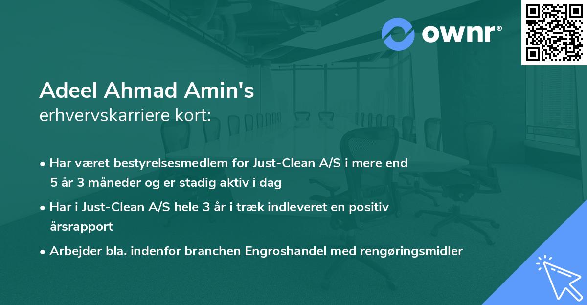 Adeel Ahmad Amin's erhvervskarriere kort