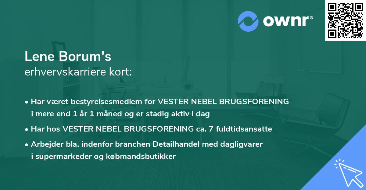 Lene Borum's erhvervskarriere kort