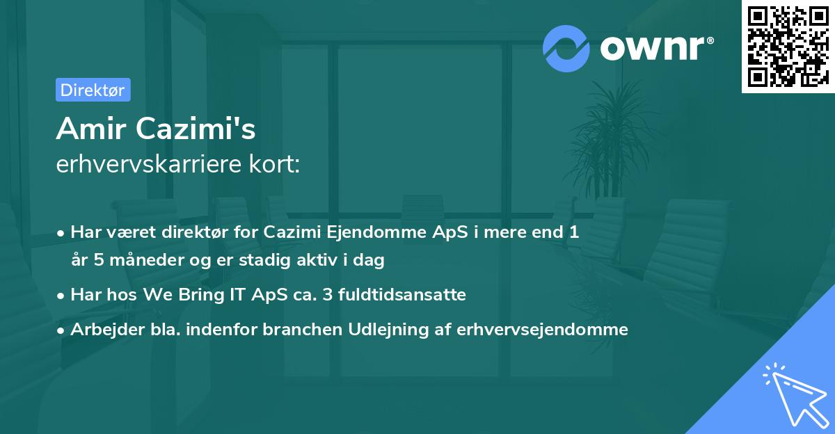 Amir Cazimi's erhvervskarriere kort
