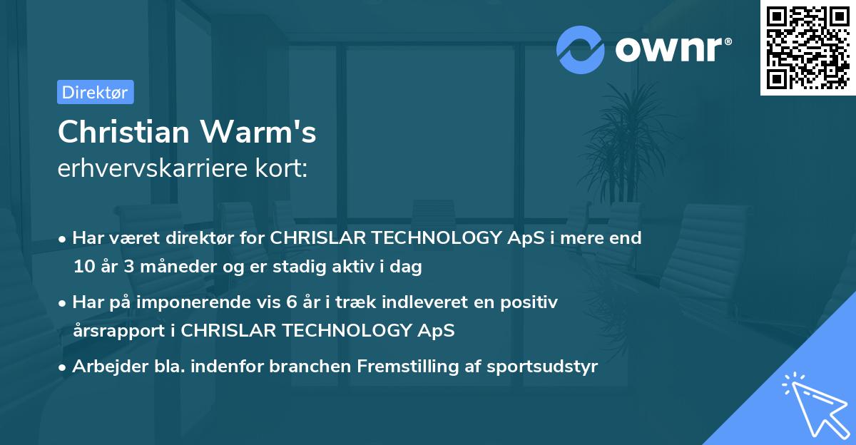 Christian Warm's erhvervskarriere kort