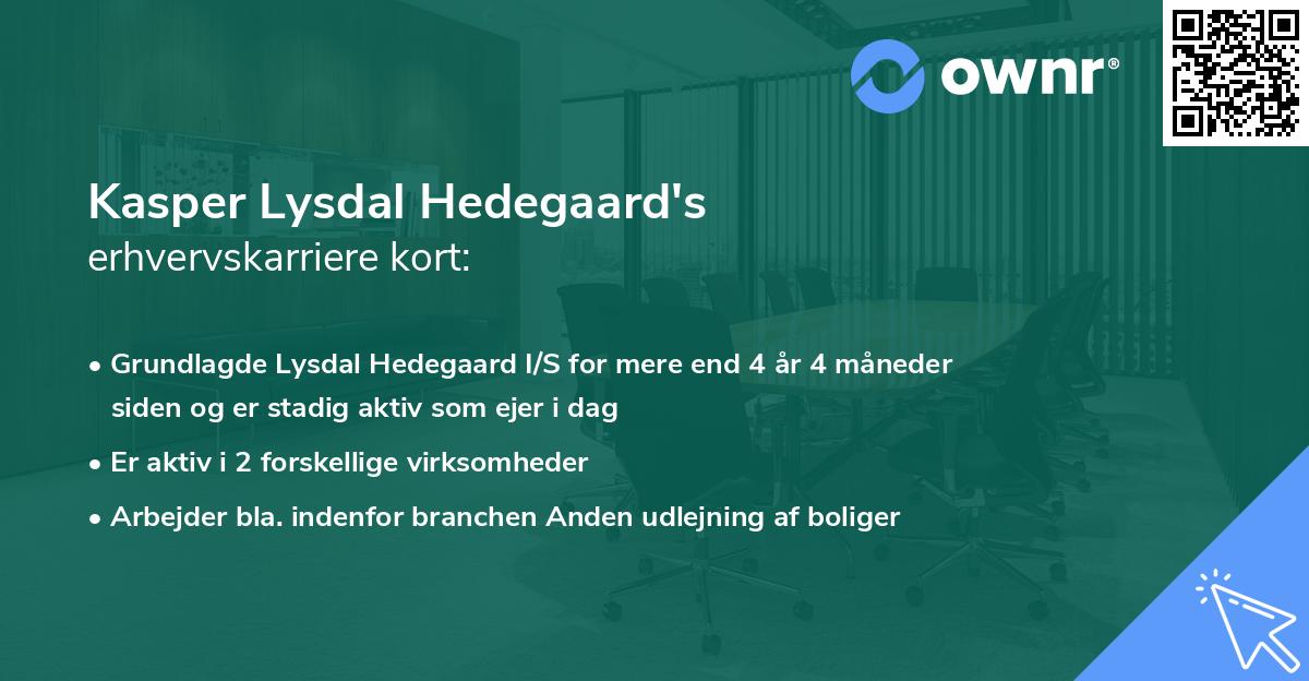 Kasper Lysdal Hedegaard's erhvervskarriere kort