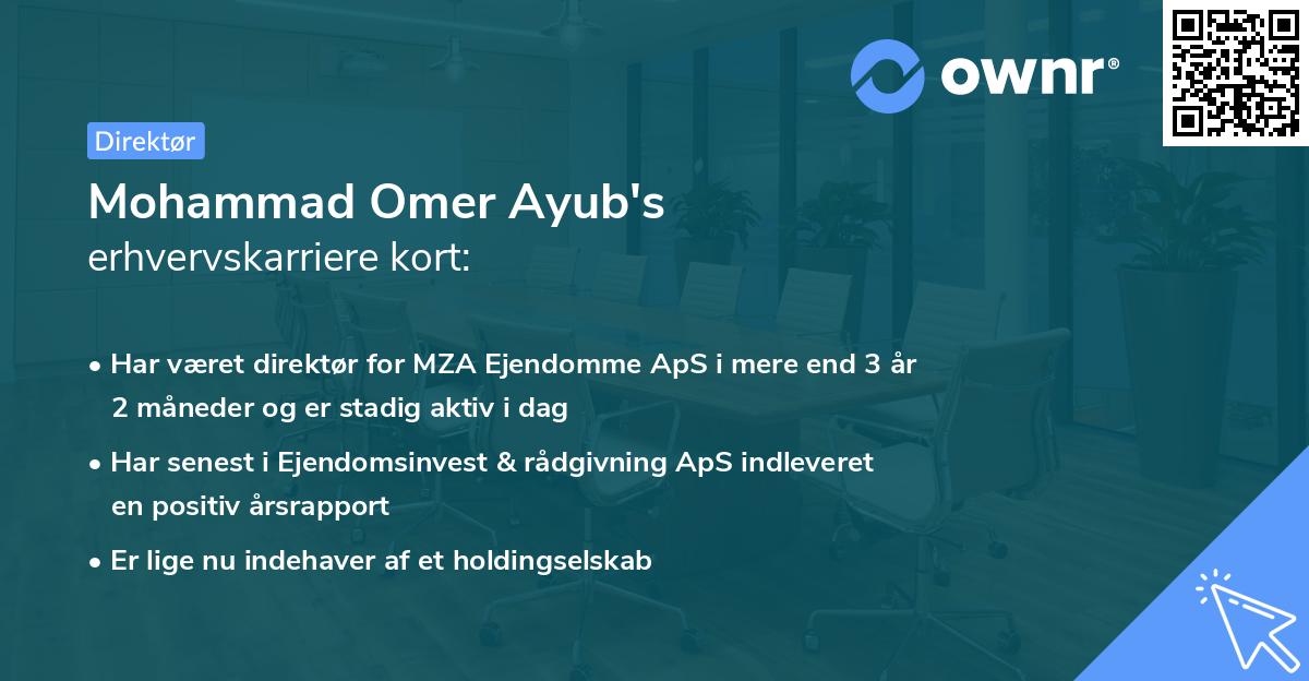 Mohammad Omer Ayub's erhvervskarriere kort