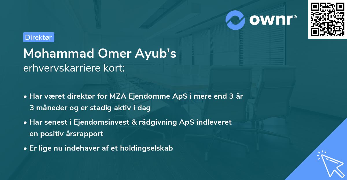 Mohammad Omer Ayub's erhvervskarriere kort