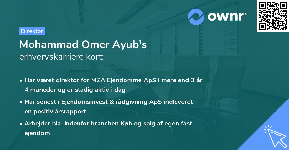 Mohammad Omer Ayub's erhvervskarriere kort