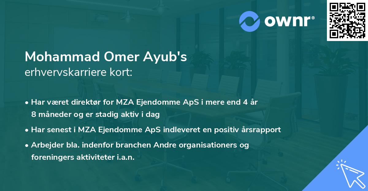 Mohammad Omer Ayub's erhvervskarriere kort