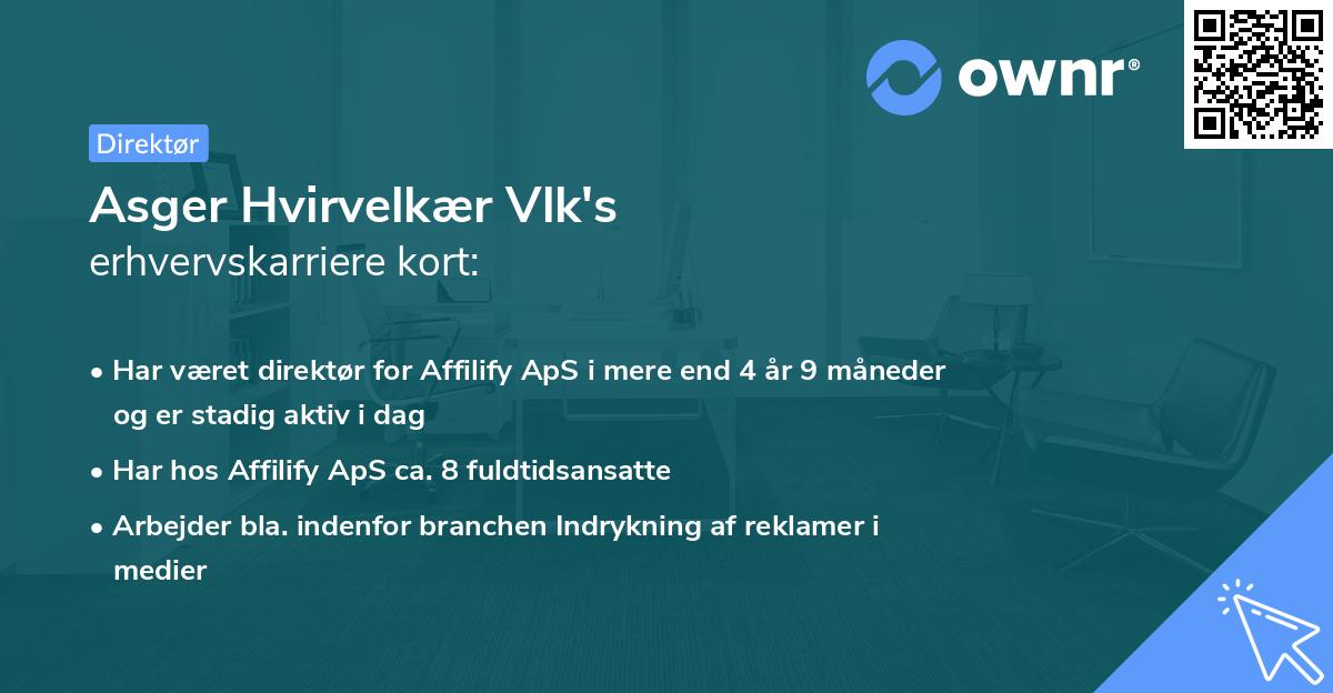 Asger Hvirvelkær Vlk's erhvervskarriere kort