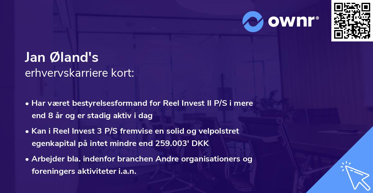 Jan Øland's erhvervskarriere kort