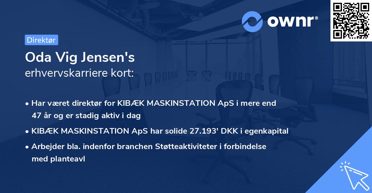 Oda Vig Jensen's erhvervskarriere kort